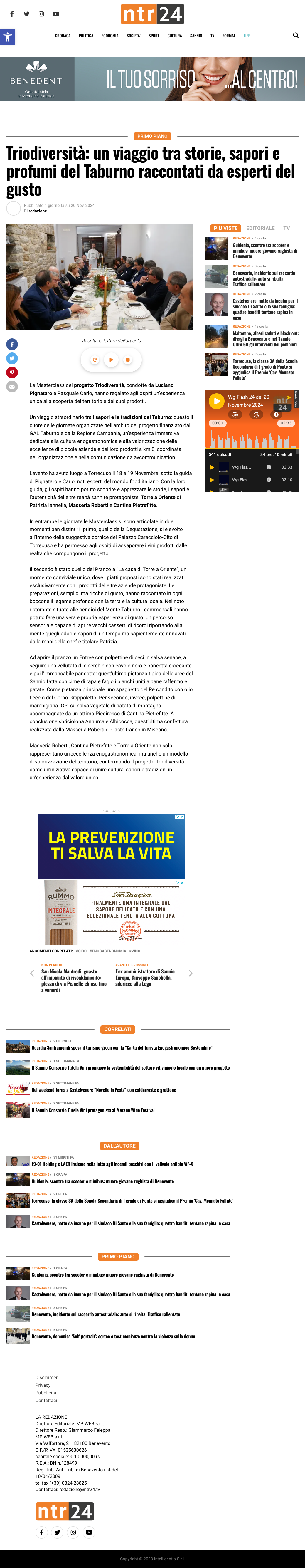 Triodiversità: un viaggio tra storie, sapori e profumi del Taburno raccontati da esperti del gusto